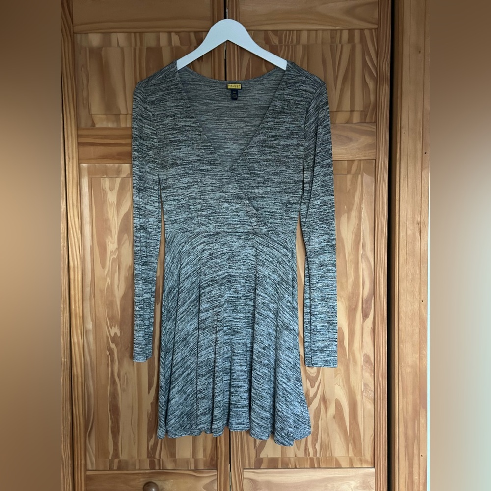 Gray Knit Mini Dress - Picture 1 of 2